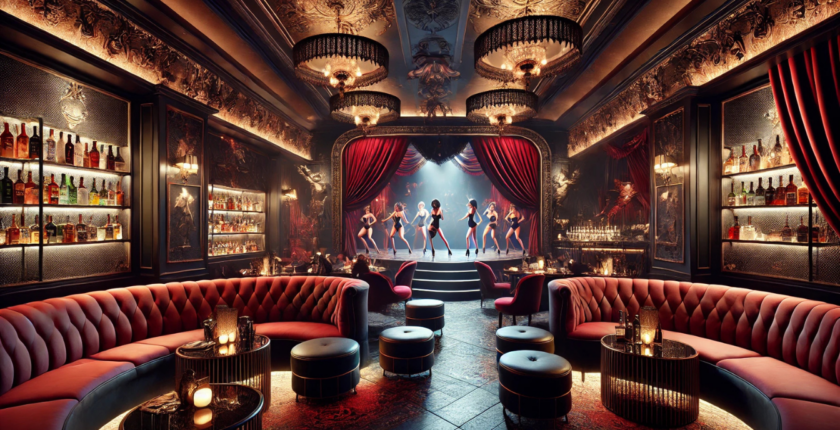 Exotic dancers performing on stage in a Gentlemen's club before opening
